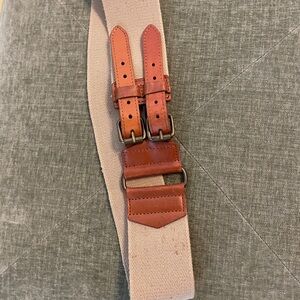 Banana Republic Tan Canvas Belt with Brown Leather Accents